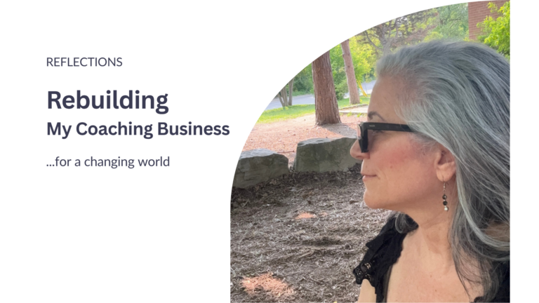 Helen reflecting outdoors on rebuilding her coaching business for a changing world